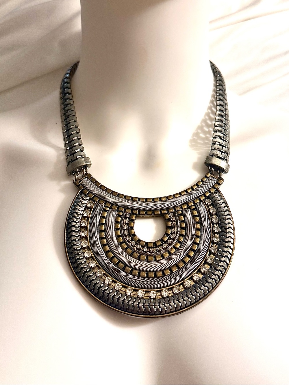 Statement Black and Gold Tribal Bib Necklace - Unbranded